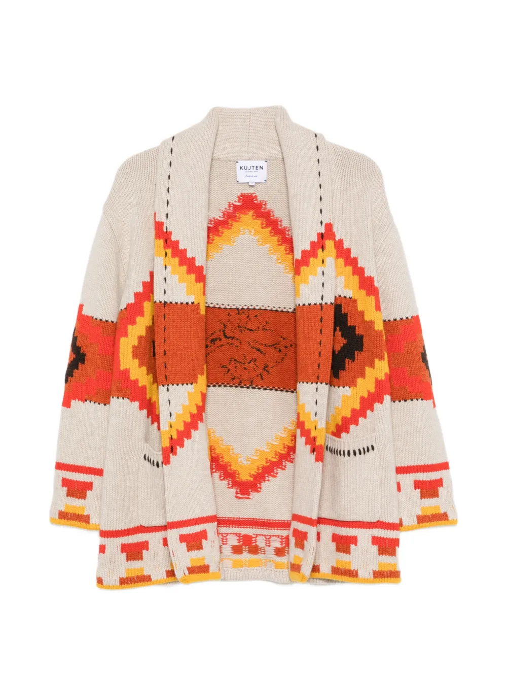 kujten Intarsien-Cardigan mit Schalkragen - Nude