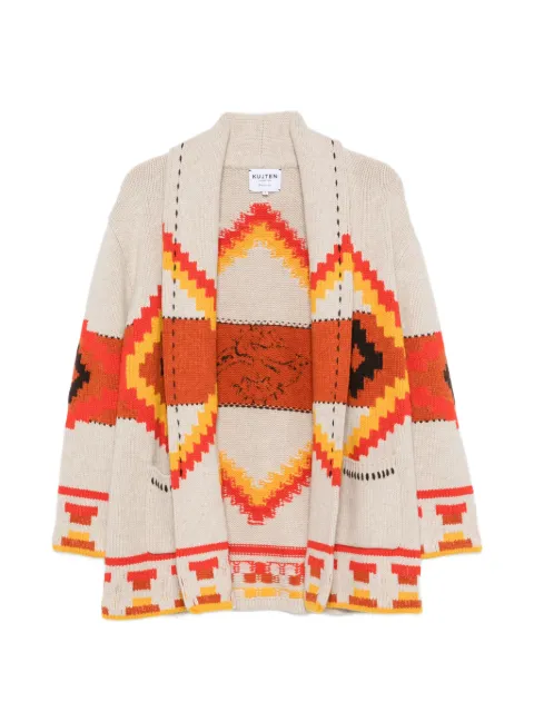 kujten intarsia-knit shawl-collar cardigan