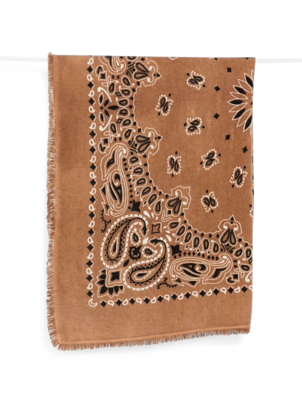 kujten Hachiko Bico paisley-print frayed scarf - Braun