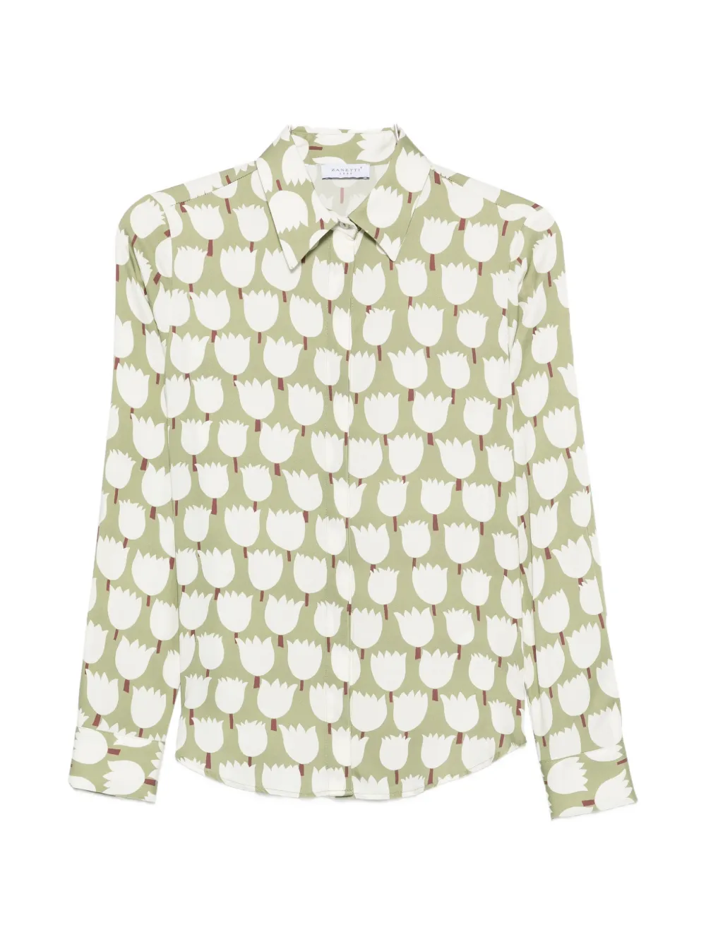 ZANETTI Langarmshirt mit Tulpen-Print - Grün