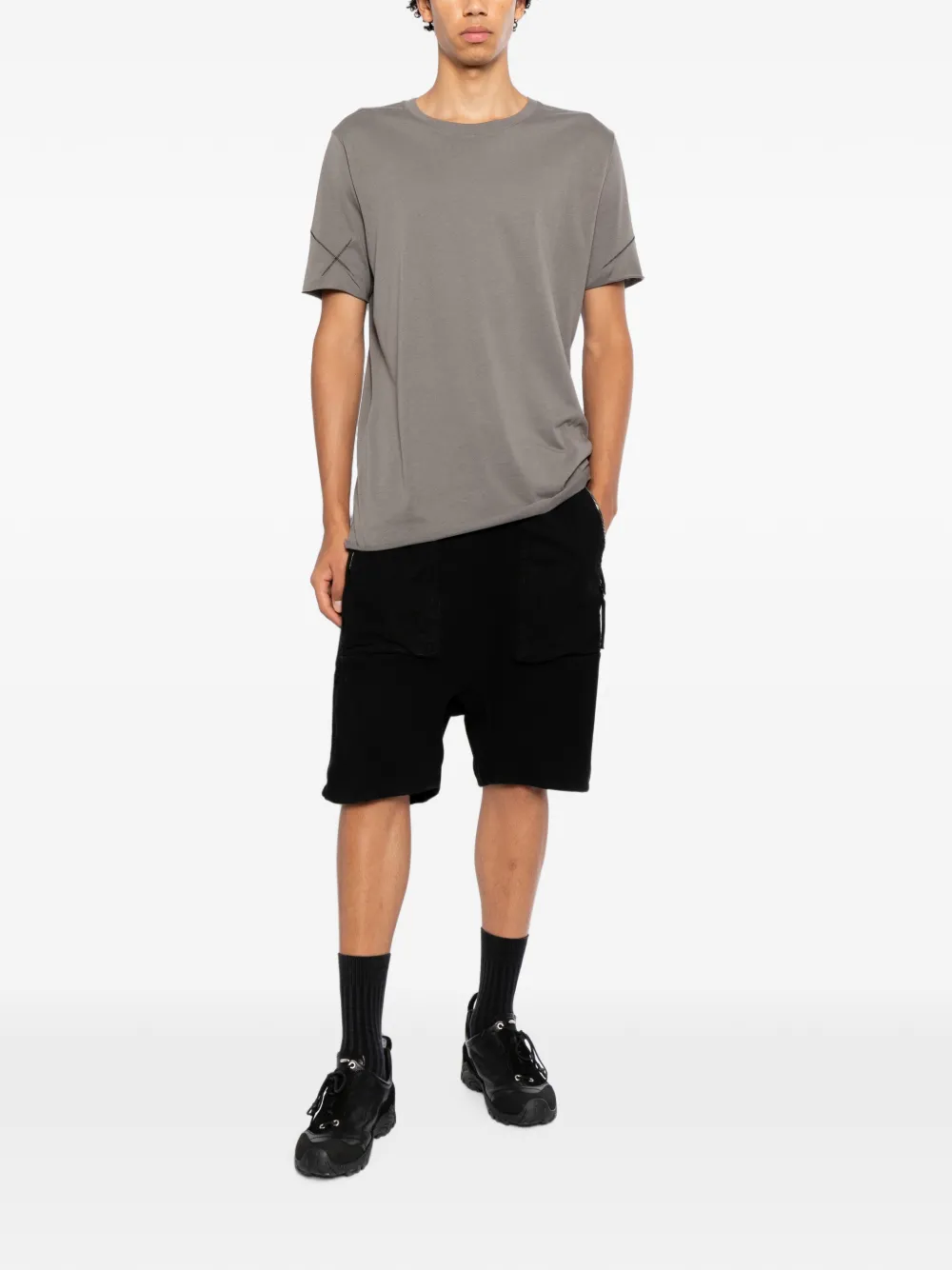 Thom Krom Gerafeld T-shirt met contrasterende stiksels Grijs