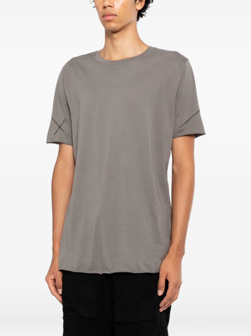 Thom Krom Gerafeld T-shirt met contrasterende stiksels Grijs