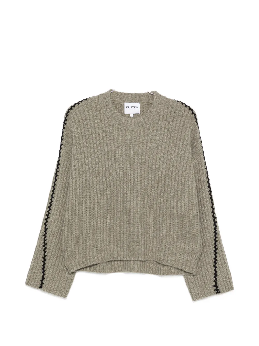 kujten ribbed whipstitch-trim sweater - Grün