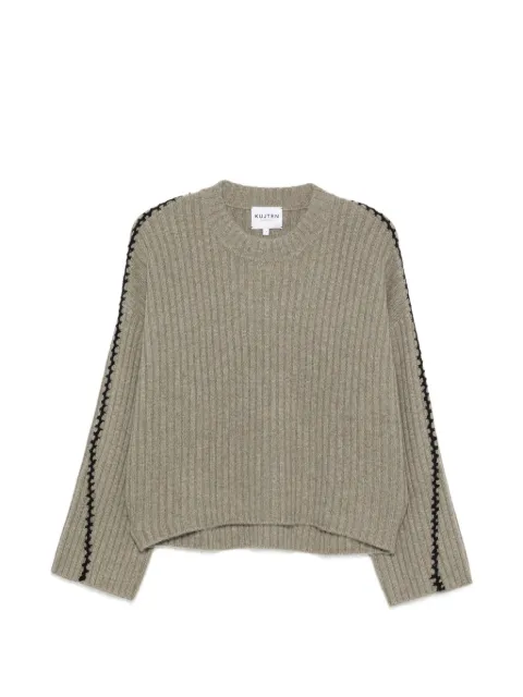kujten Gerippter Pullover mit Ziernähten