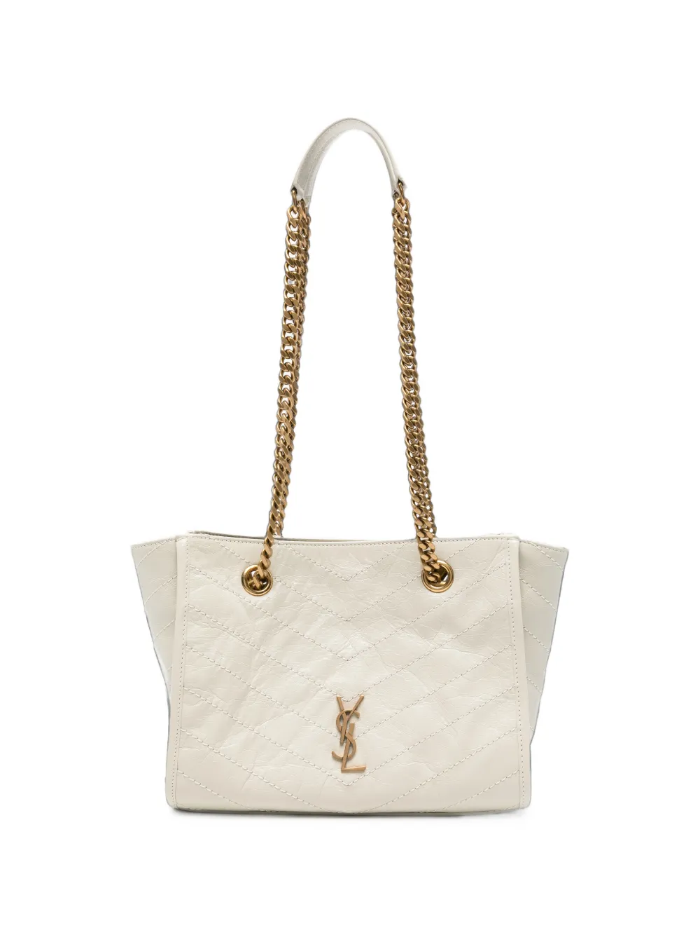 Saint Laurent Niki Quilted Shoulder Bag In White