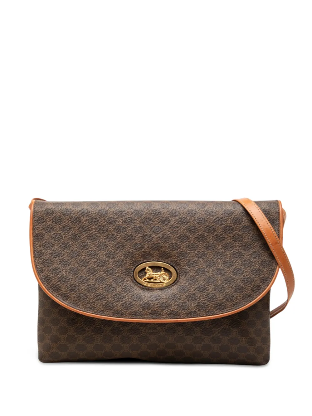 Celine Pre-Owned 2009 Macadam Coated Canvas Horse Carriage crossbody bag - Braun