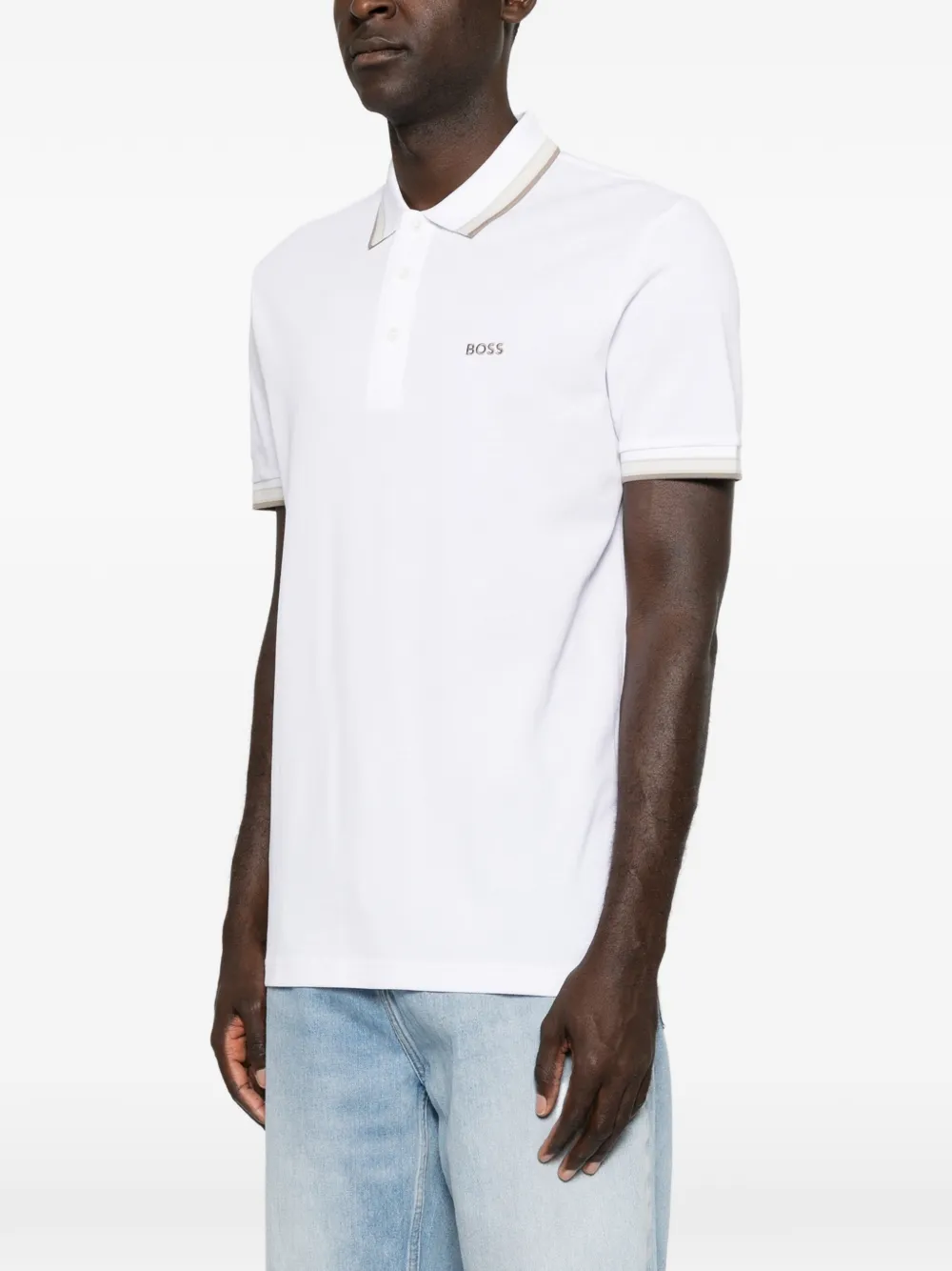 BOSS Poloshirt met geborduurd logo Wit