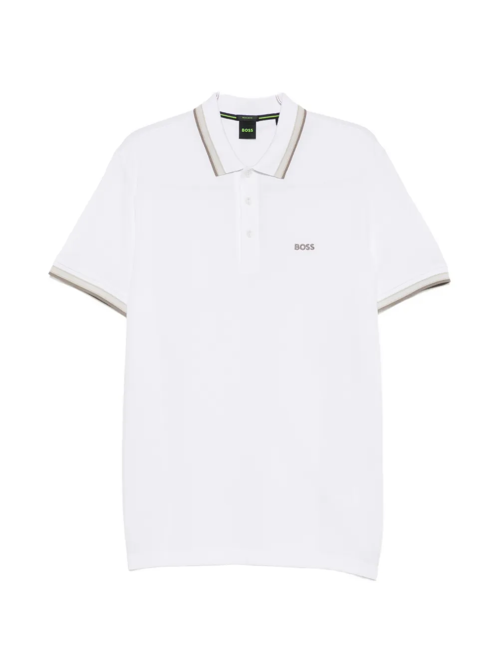 BOSS logo-embroidered polo shirt - Weiß