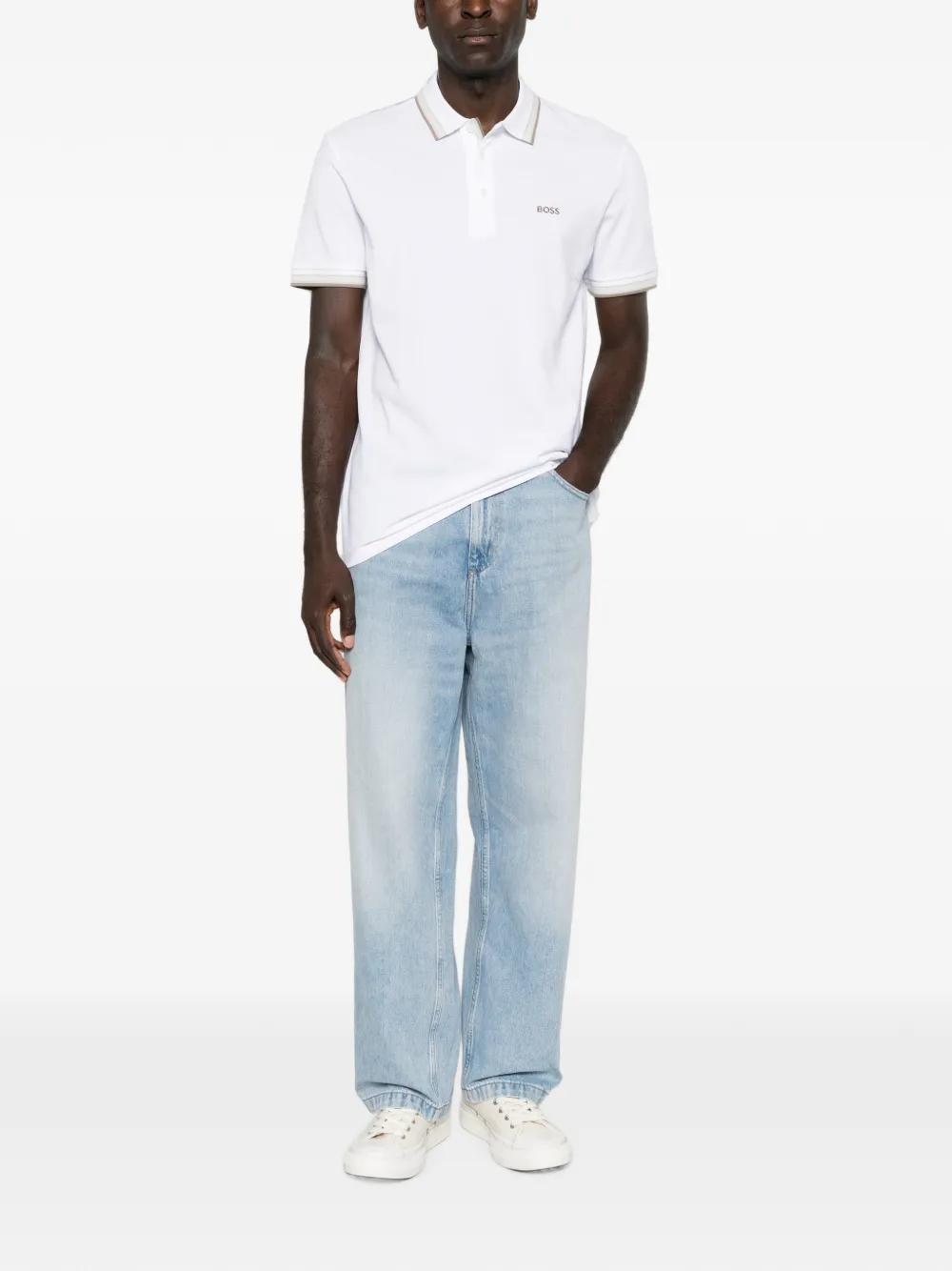 BOSS Poloshirt met geborduurd logo Wit