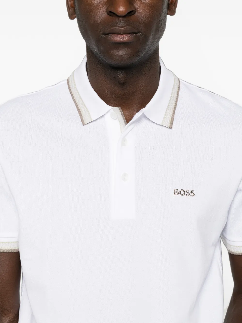 BOSS Poloshirt met geborduurd logo Wit