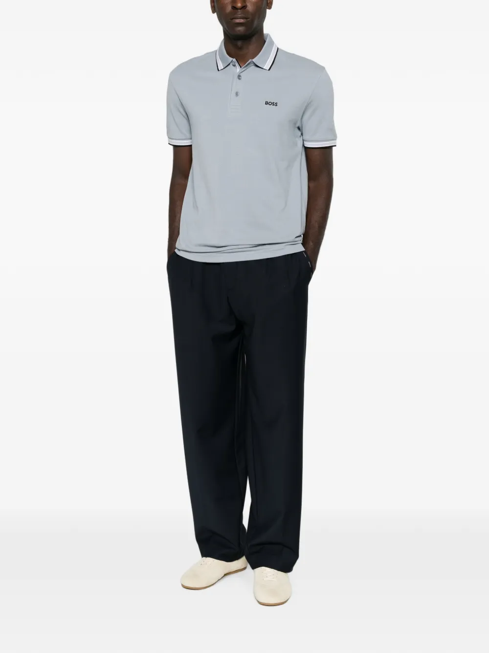 BOSS Paddy poloshirt met geborduurd logo Grijs