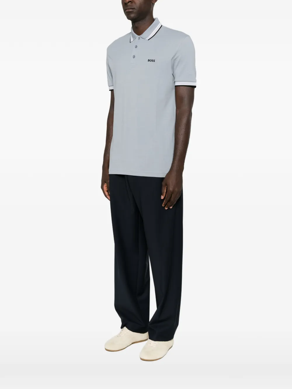 BOSS Paddy poloshirt met geborduurd logo Grijs