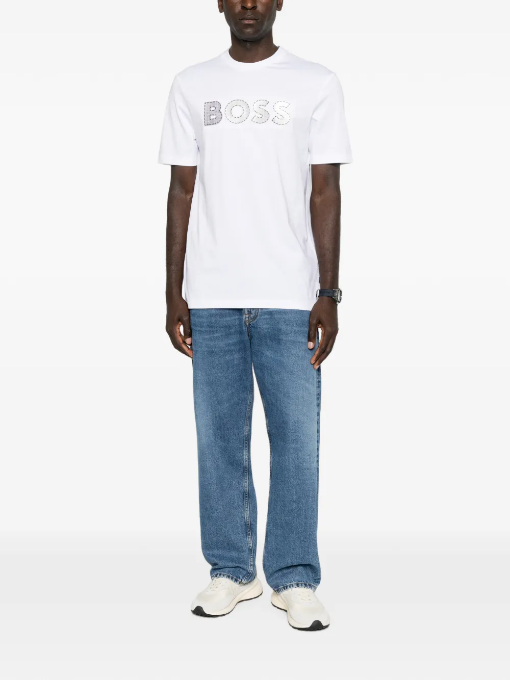 BOSS C-Thompson T-shirt met logopatch Wit