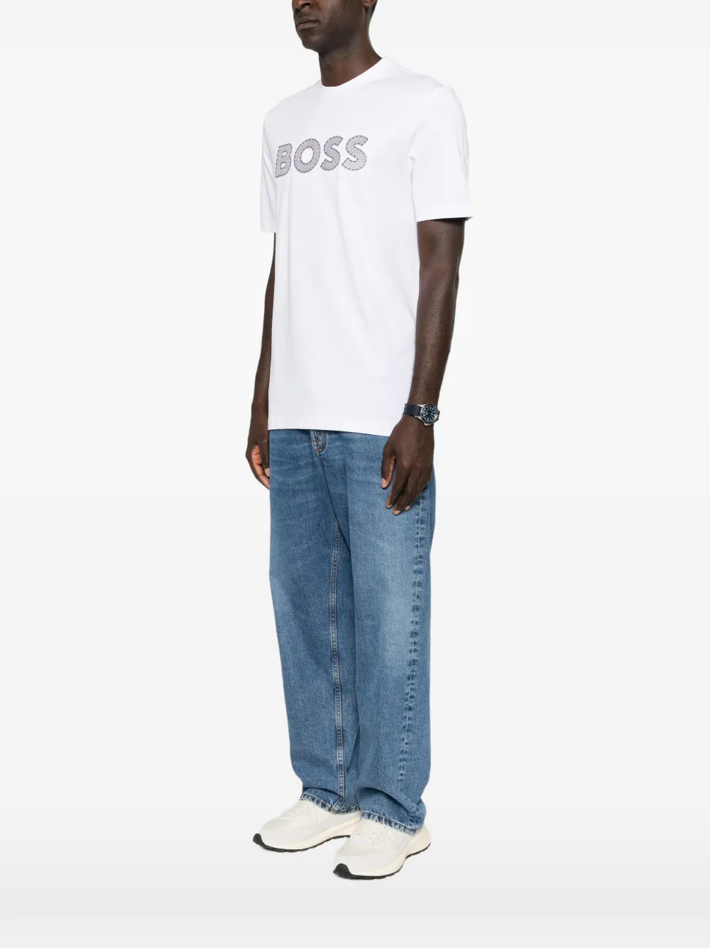 BOSS C-Thompson T-shirt met logopatch Wit
