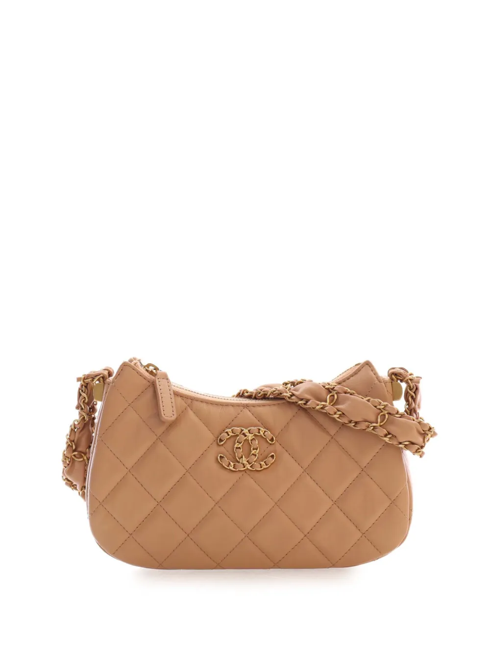 CHANEL Pre-Owned 2021-2026 Small Quilted Aged Calfskin Chanel 19 Hobo shoulder bag - Toni neutri