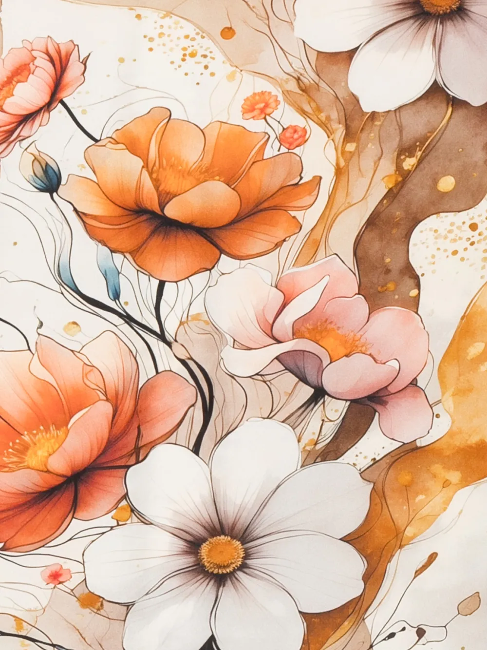 D'aniello Sjaal met bloemenprint Beige