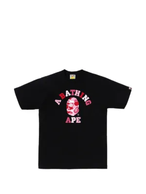 A BATHING APE® logo-print T-shirt | Black | FARFETCH