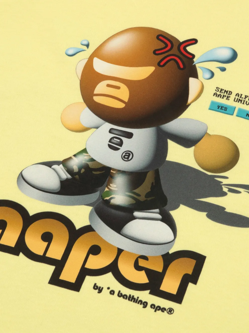 AAPE BY *A BATHING APE Moonface T-shirt met grafische print Geel