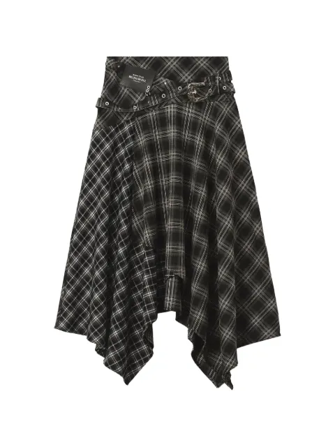 Musium Div. check-pattern asymmetric skirt