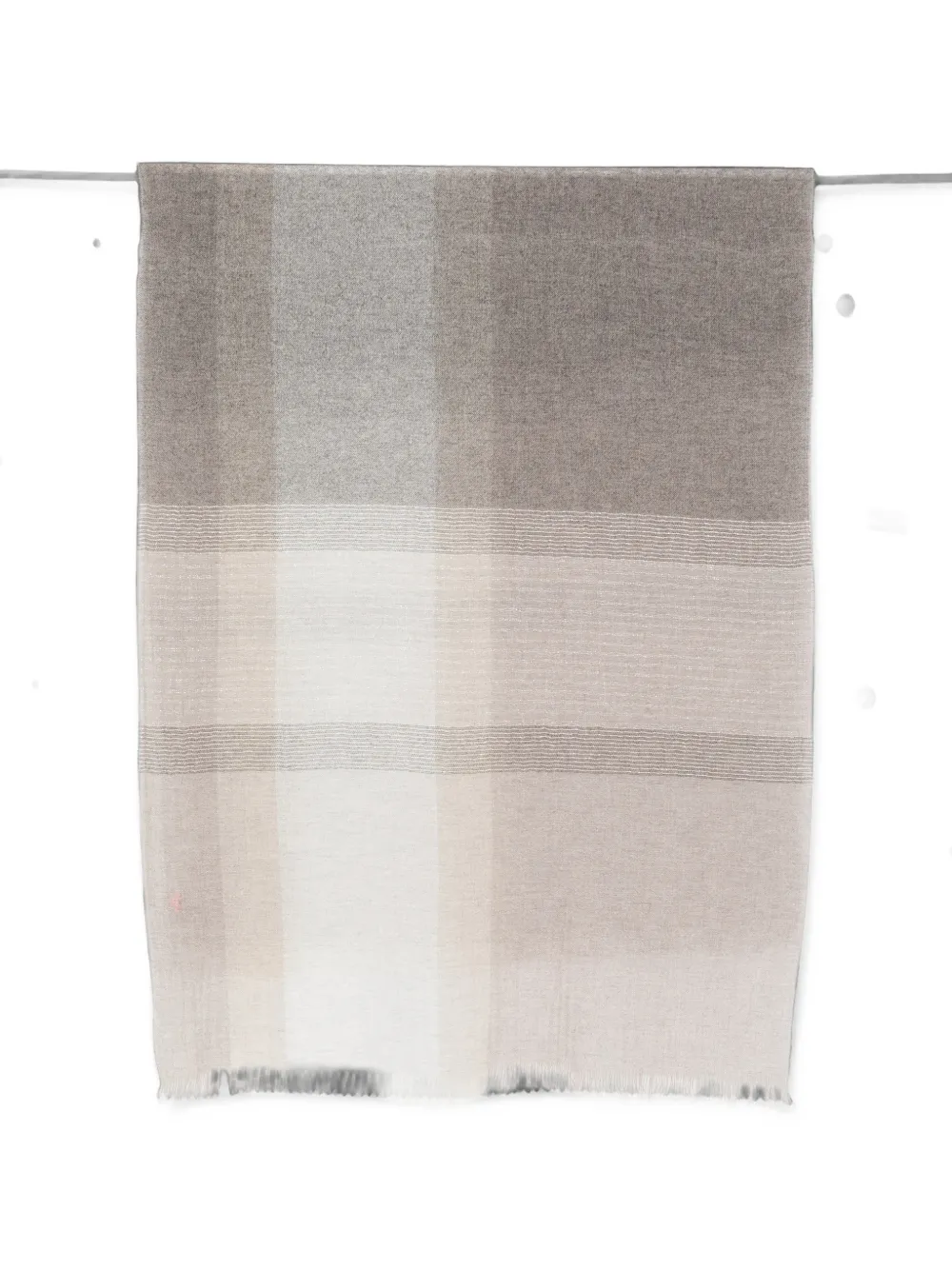 D'aniello Egina check-pattern fringed scarf - Nude