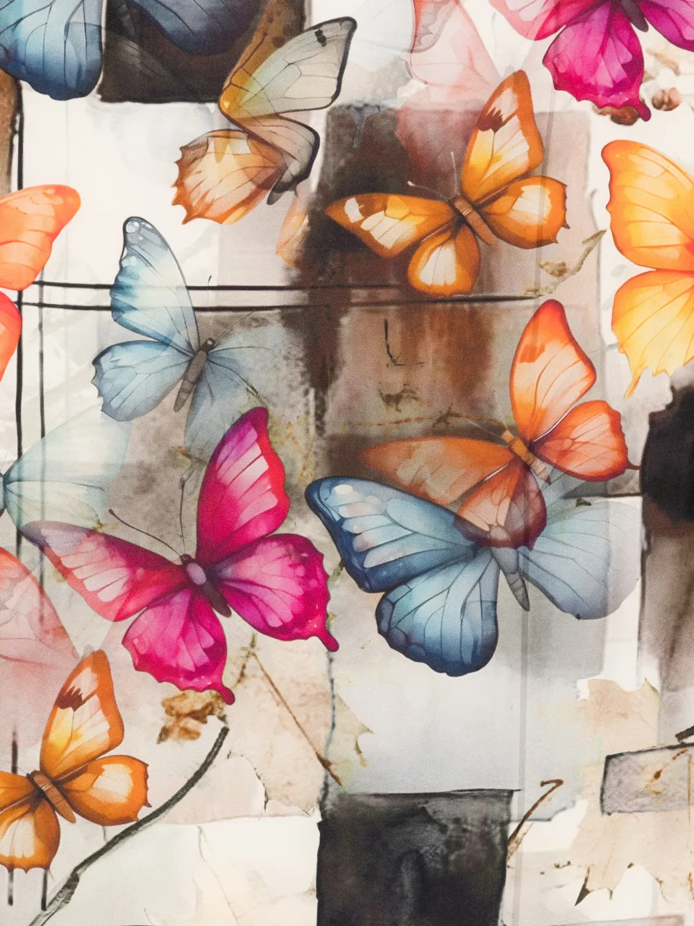 D'aniello Sjaal met vlinderprint Beige