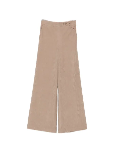 Bye corduroy floral-embroidered trousers