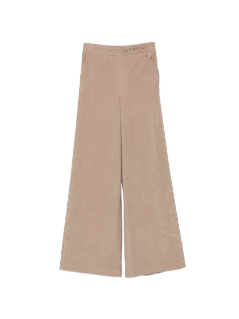 Bye corduroy floral-embroidered trousers
