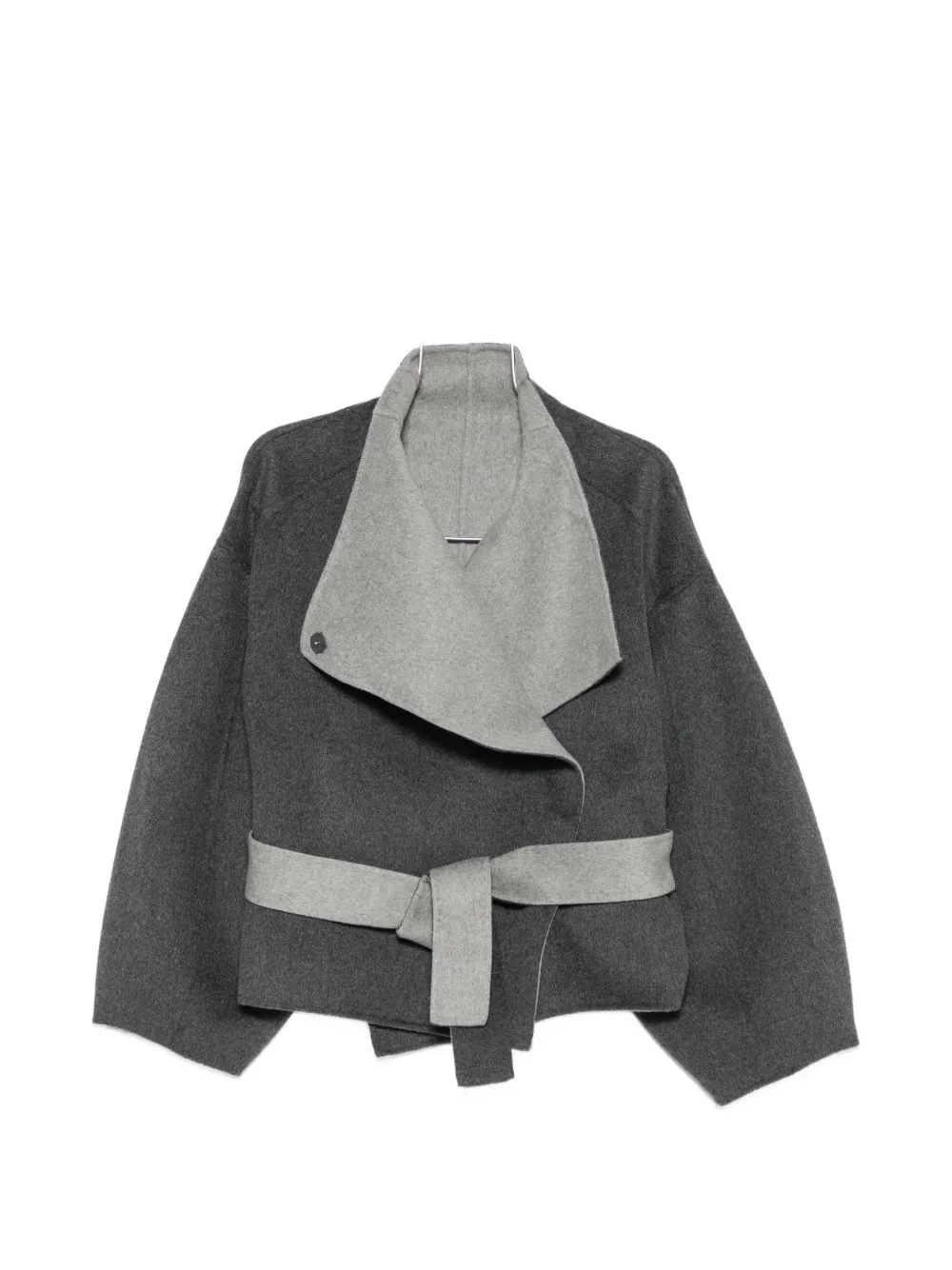 The Frankie Shop Belted Shawl-collar Coat In Black