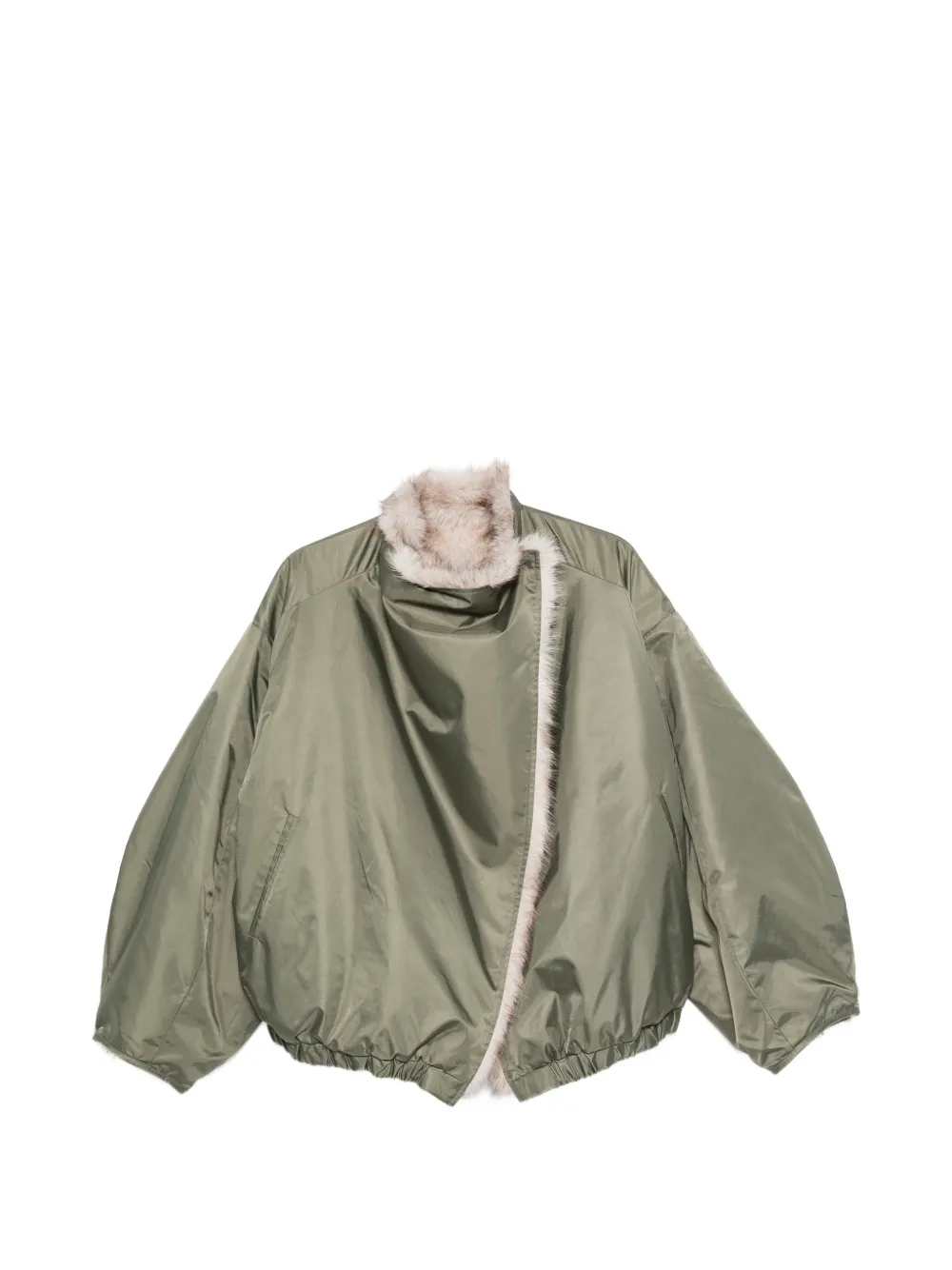 The Frankie Shop faux-fur-trim reversible jacket - Verde