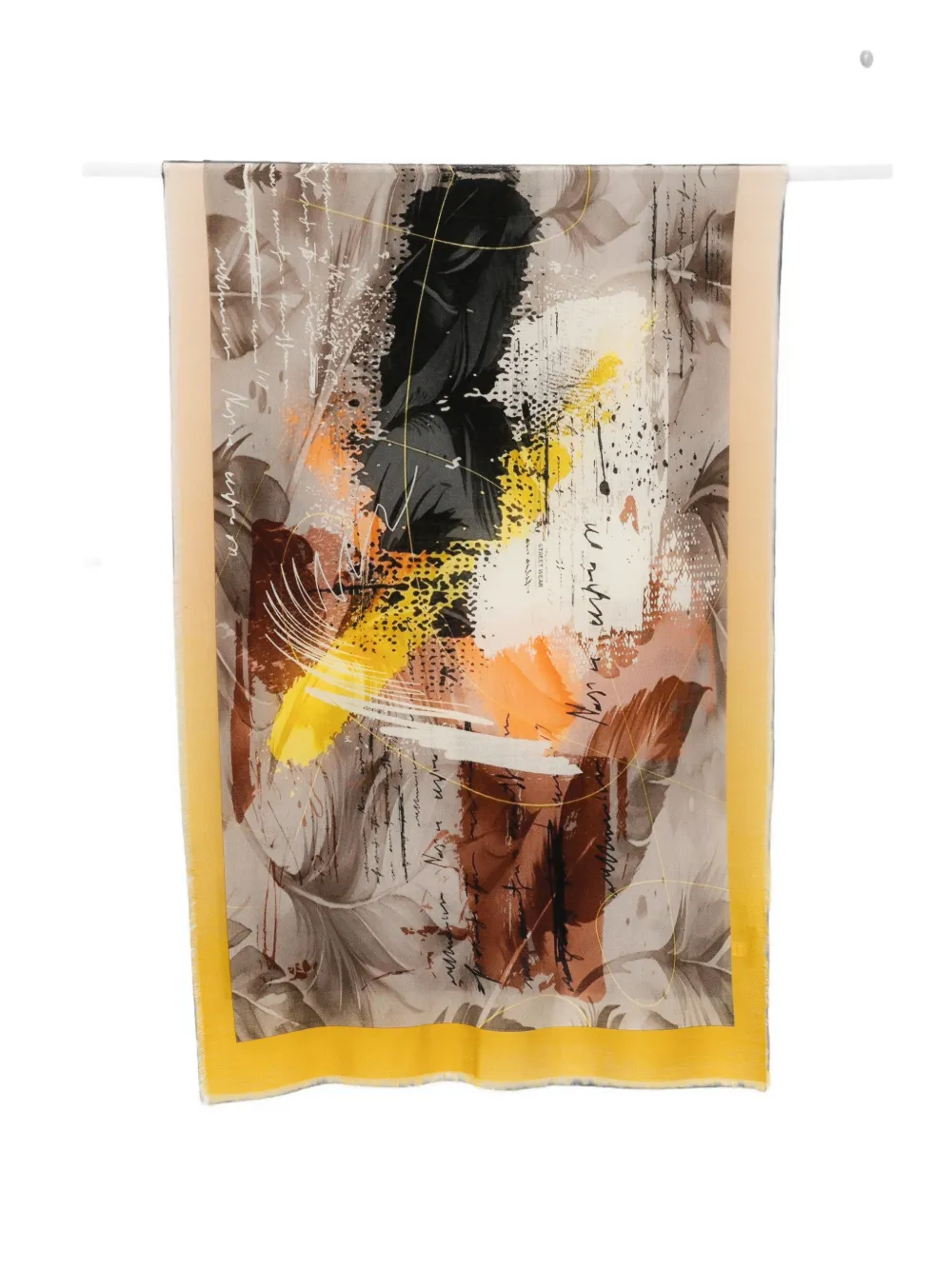 D'aniello Abstract-print Frayed Scarf In Multi
