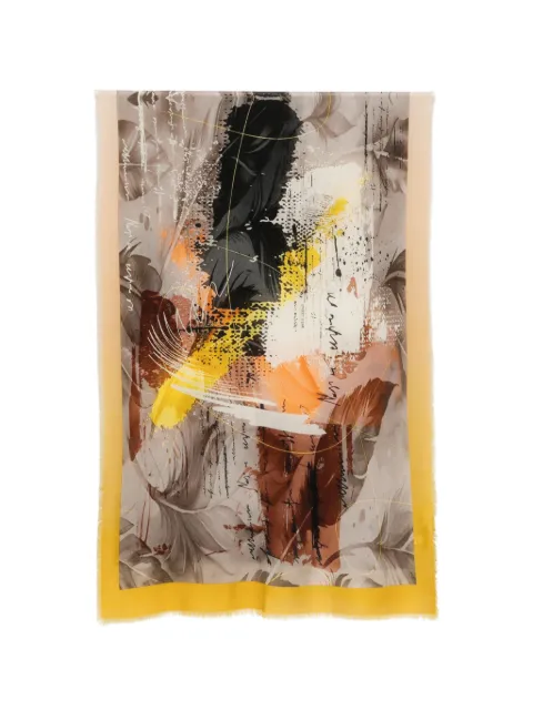 D'aniello abstract-print frayed scarf