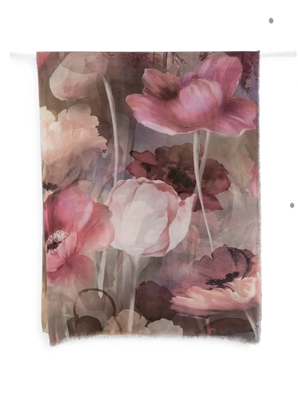 D'aniello floral-print frayed-edge scarf - Rosa