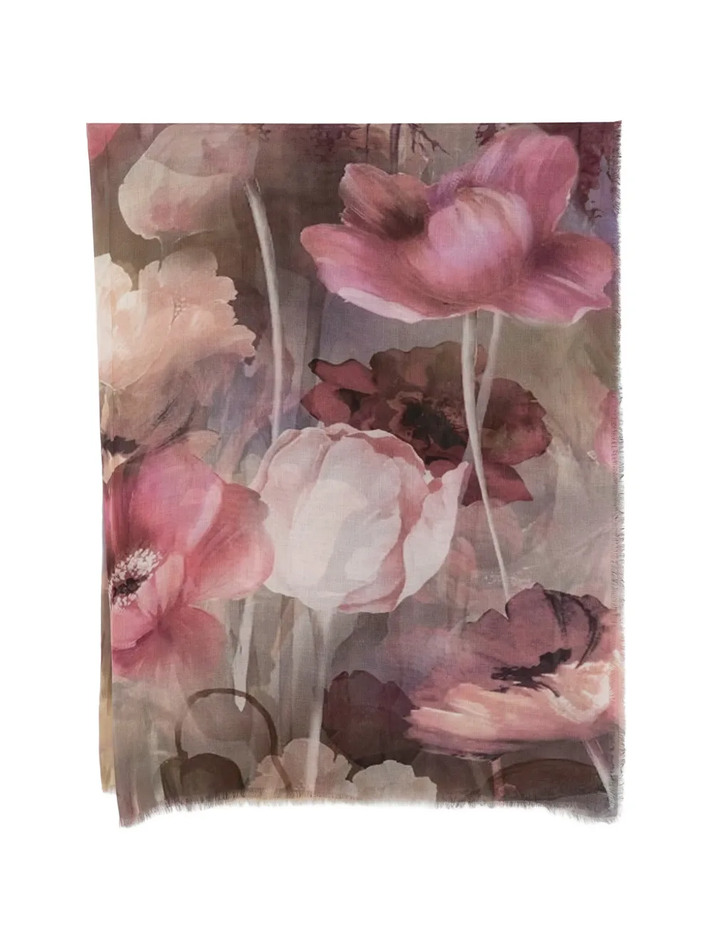 D'aniello floral-print frayed-edge scarf - Rosa