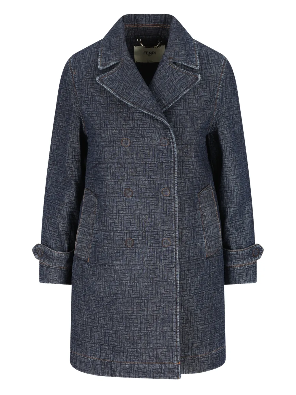 FENDI quilted double-breasted denim coat
