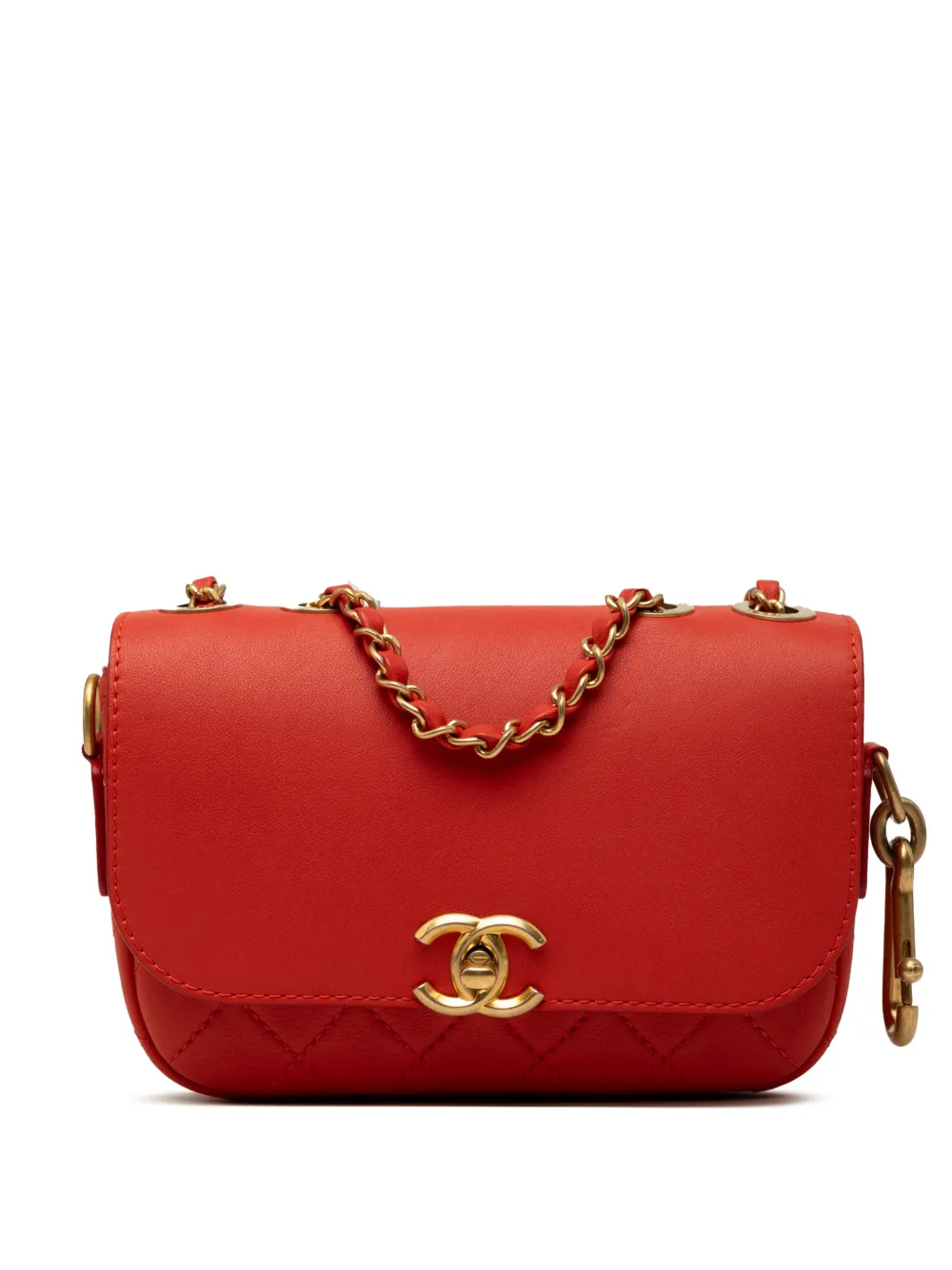 CHANEL Pre-Owned 2019 Quilted Calfskin Multi Pouching Flap shoulder bag - Rosso