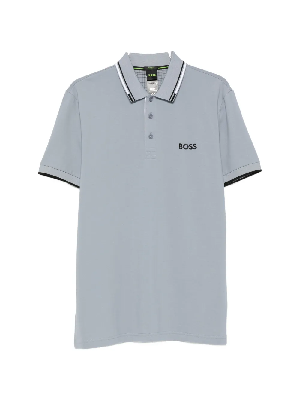 BOSS logo-print tipped polo shirt - Blau