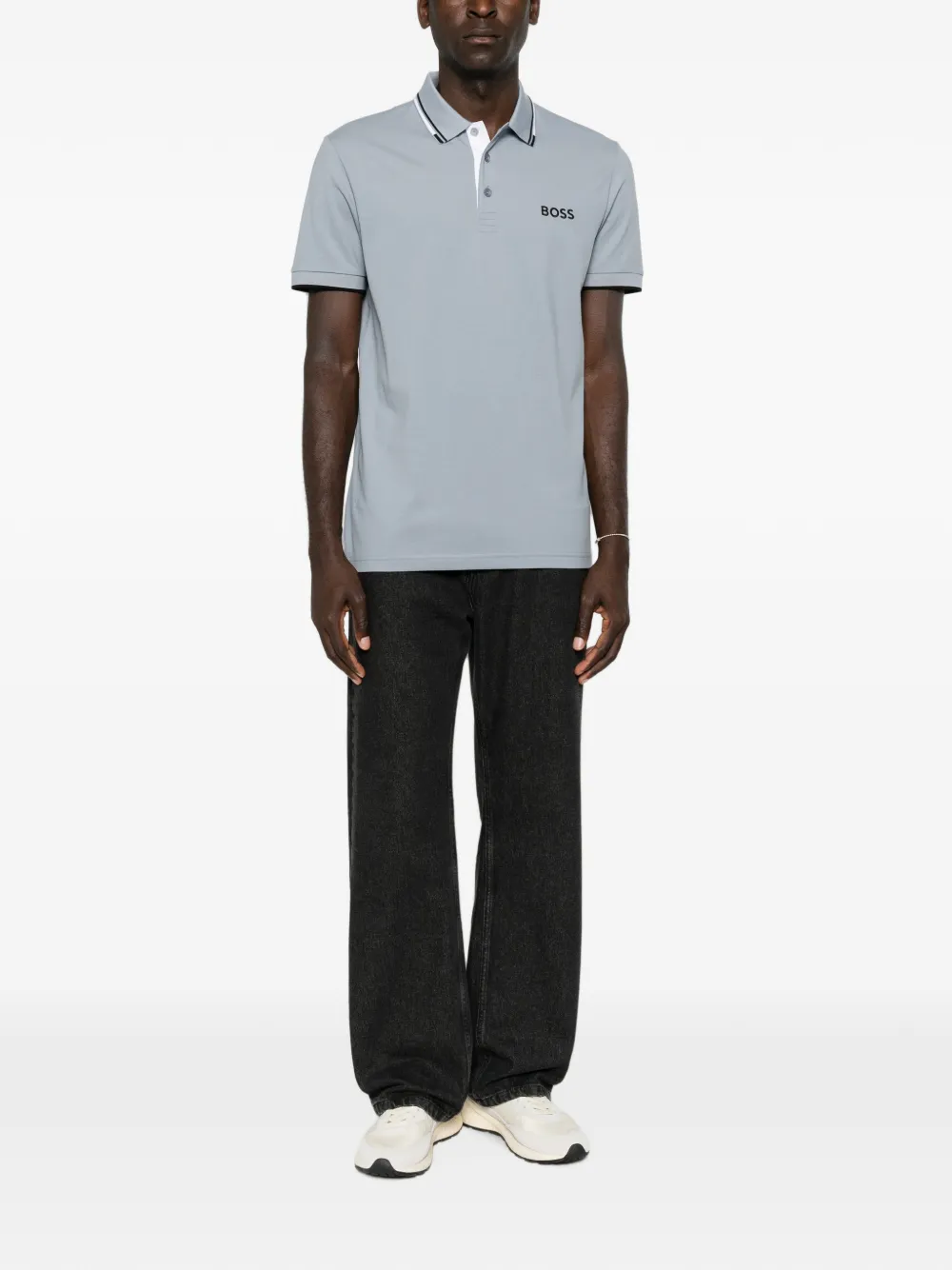BOSS Poloshirt met logoprint Blauw