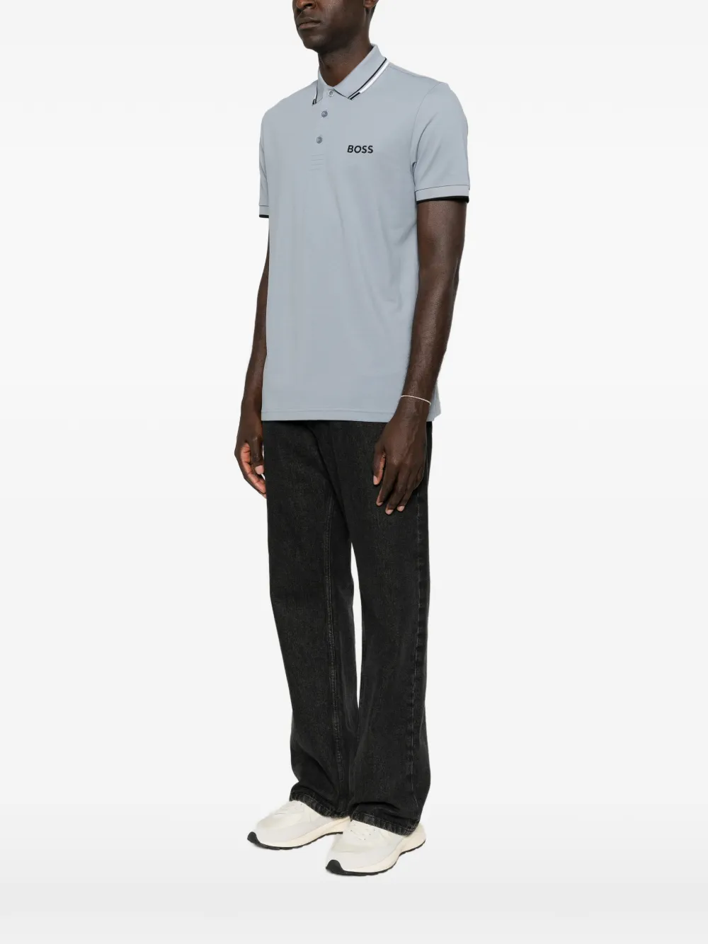 BOSS Poloshirt met logoprint Blauw