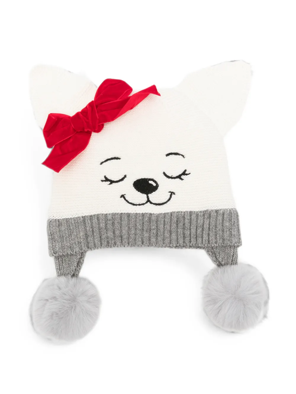 Monnalisa bow-detail cat-ear beanie hat - Bianco