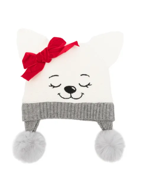 Monnalisa bow-detail cat-ear beanie hat