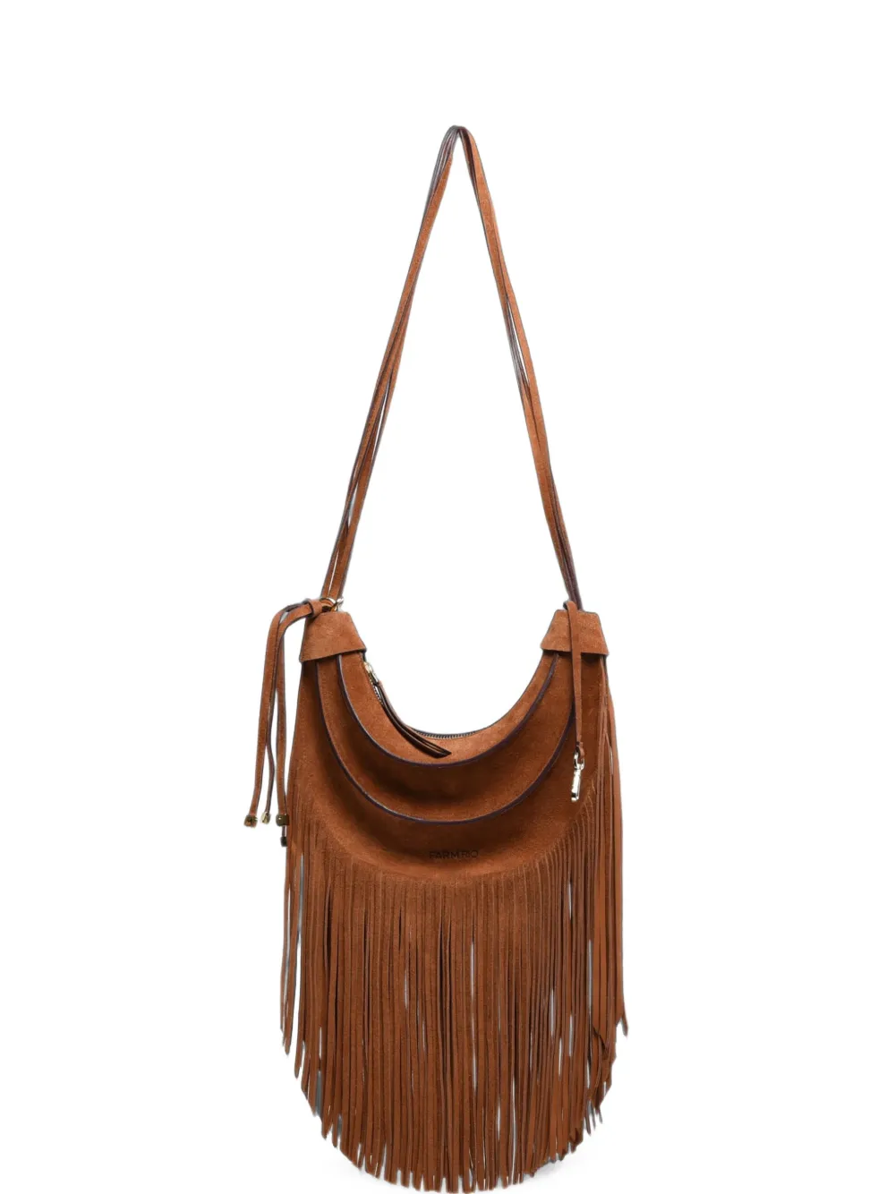 FARM Rio fringed suede shoulder bag - Marrone