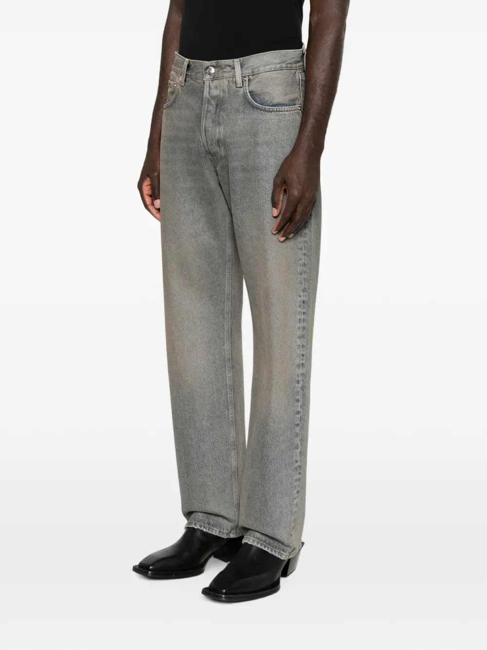Haikure Jeans met vervaagd effect en logopatch Blauw