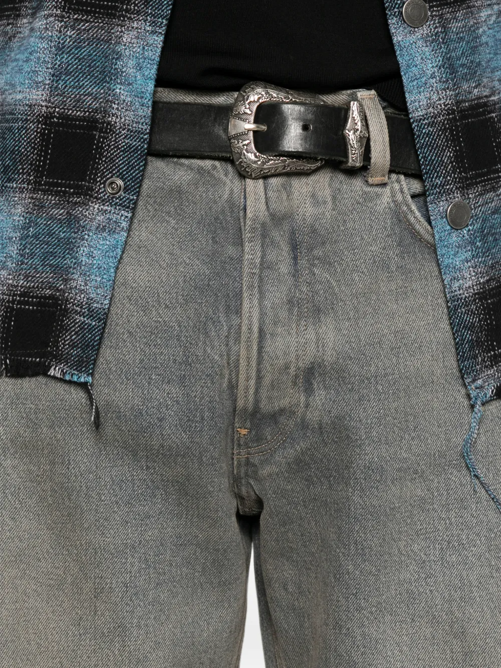 Haikure Jeans met vervaagd effect en logopatch Blauw