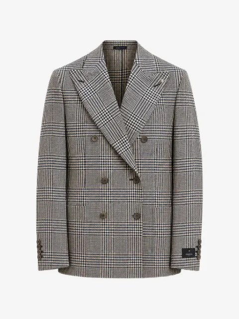 Tombolini Prince of Wales check double-breasted jacket