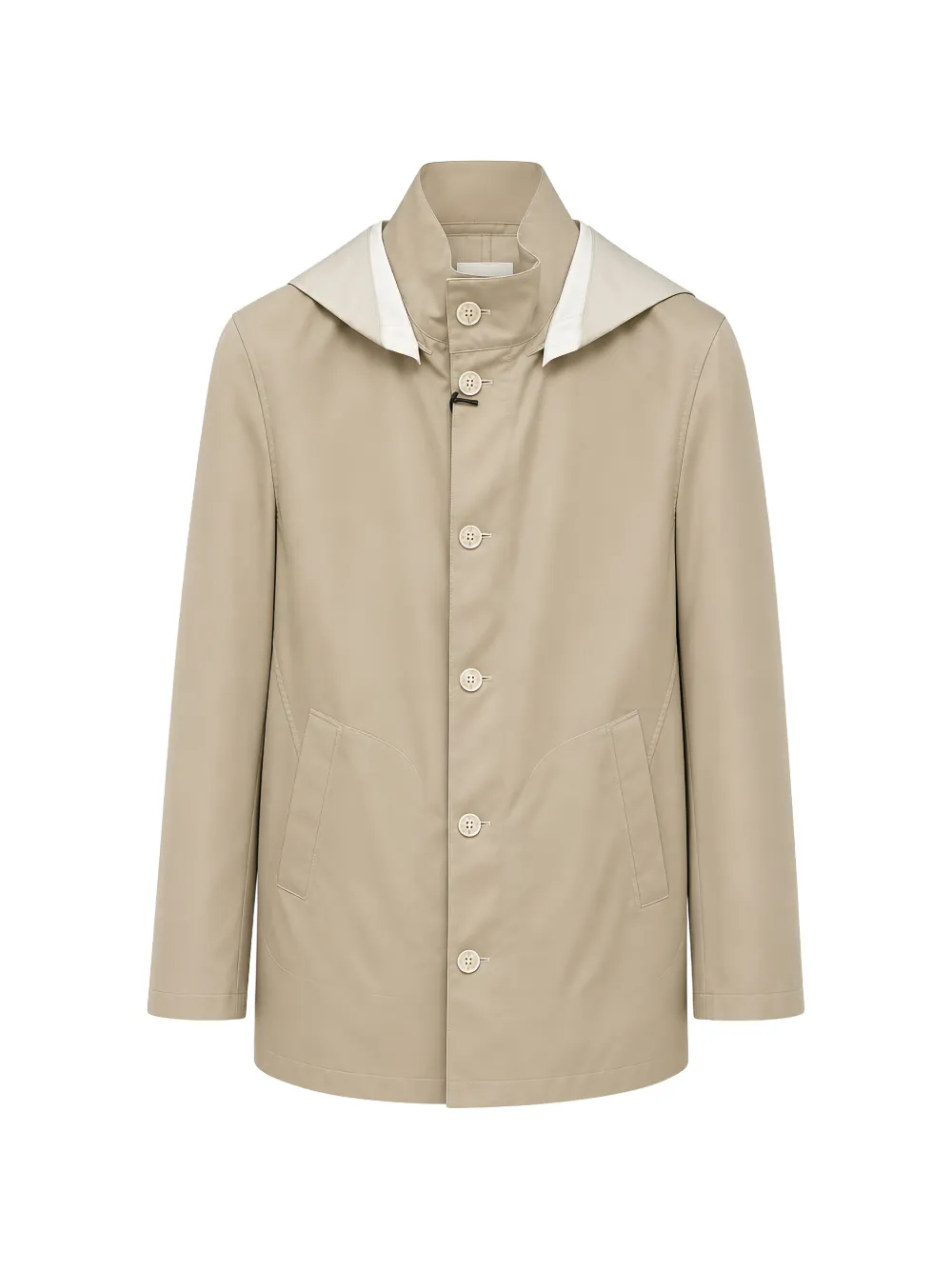 Tombolini Hooded Button-up Coat In Neutral