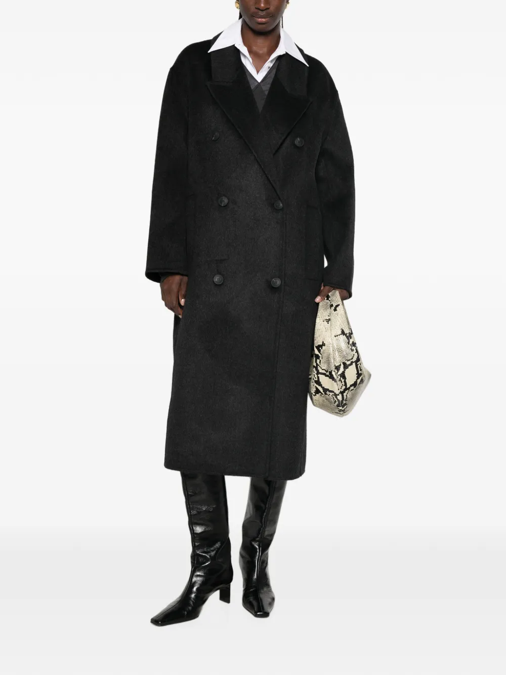 The Dynamis Studio Double-breasted Coat In Black