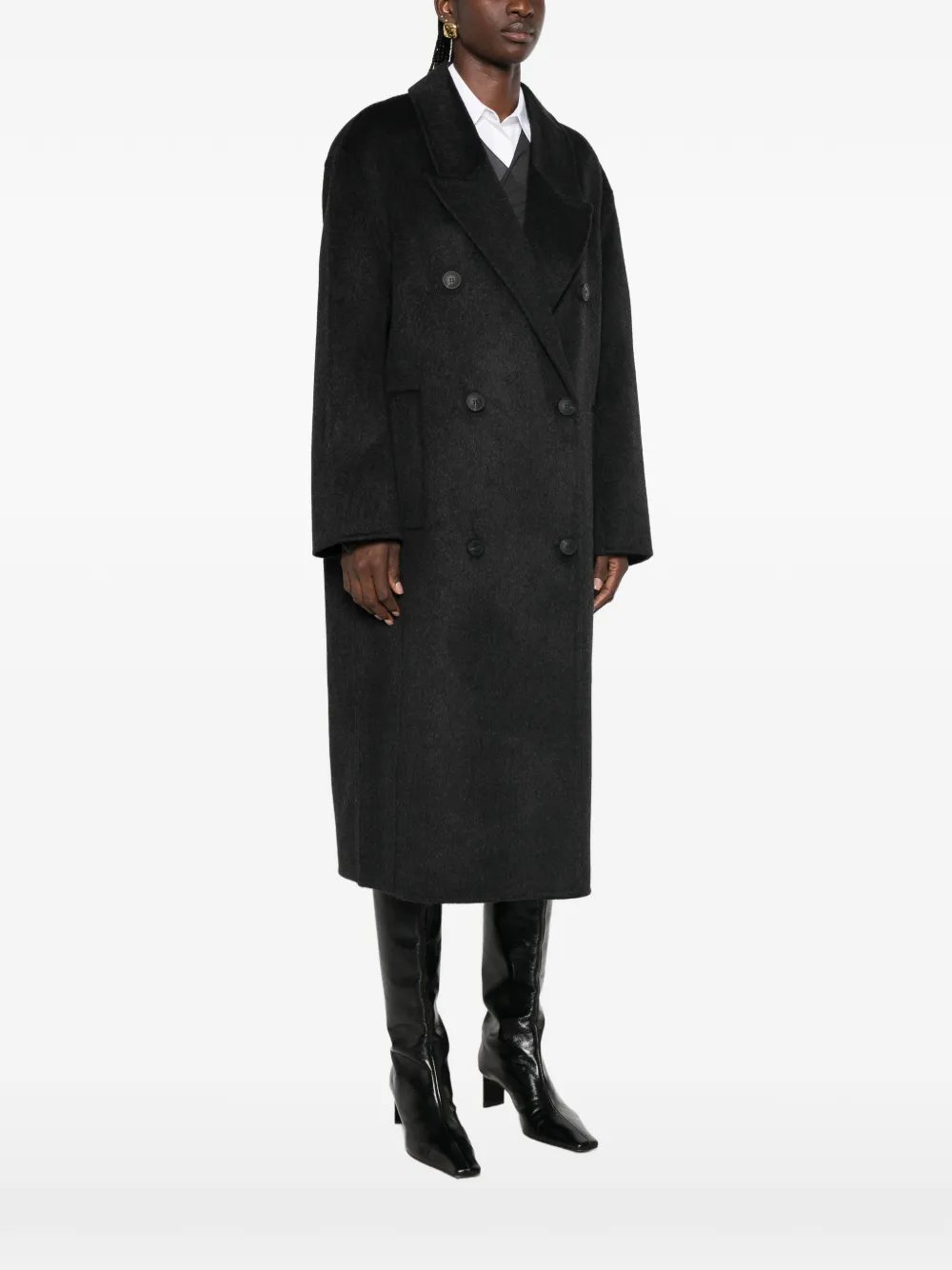 The Dynamis Studio Double-breasted Coat In Black