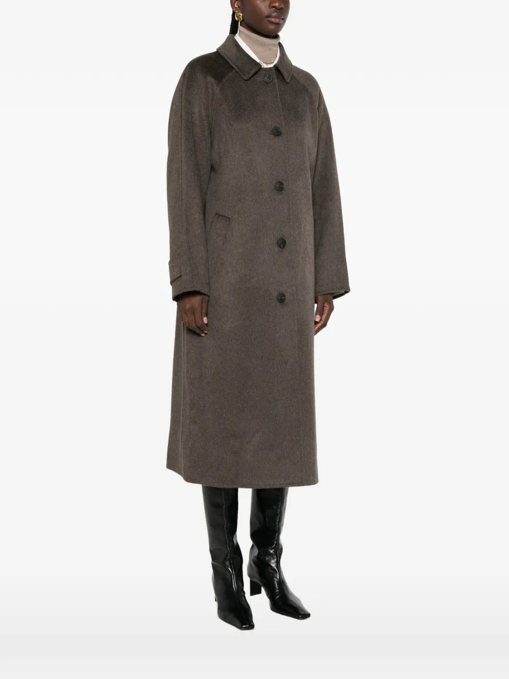 The Dynamis Studio Single-breasted Wool-blend Coat In Brown