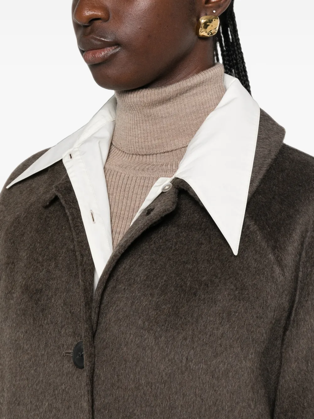 The Dynamis Studio Single-breasted Wool-blend Coat In Brown