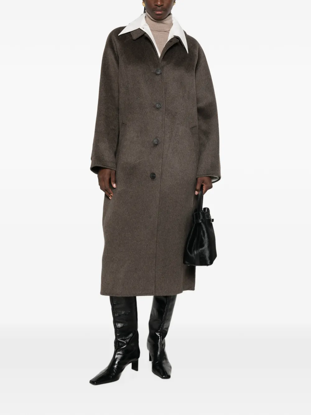 The Dynamis Studio Single-breasted Wool-blend Coat In Brown